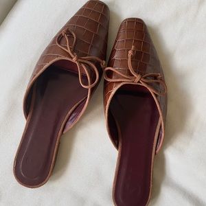 Staud brown leather mules